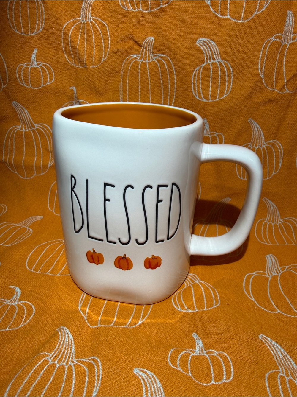 Rae Dunn BLESSED Mug with pumpkins
